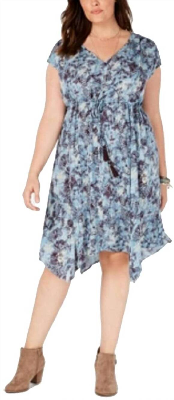 NEW STYLE & CO. women's petite drawstring waist dress in shallow pond